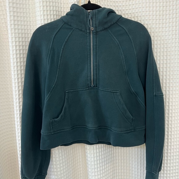 Lululemon Scuba Cropped Half-Zip Hoodie - Dark Green (XS/S) - Picture 1 of 6